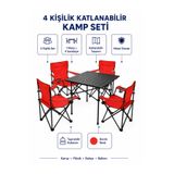 Pulse Outdoor Katlanabilir Kamp Masa Sandalye Seti 4 Kişilik – Taşınabilir Kamp Masası + 4 Sandalye