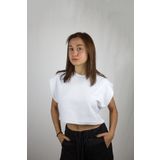 pulur.co Beyaz Basic Kolsuz Crop Sweatshirt