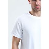 Pulur.co Beyaz Kısa Kollu Bisiklet Yaka 2 Iplik Oversize Sweatshirt - M