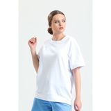Pulur.co Beyaz Kısa Kollu Bisiklet Yaka 2 Iplik Oversize Sweatshirt - XXL