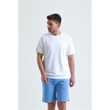 Pulur.co Beyaz Kısa Kollu Bisiklet Yaka 2 Iplik Sweatshirt - M