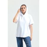 Pulur.co Beyaz Kısa Kollu Kapüşonlu Oversize Sweatshirt