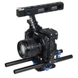 Puluz Handheld kamera, kafes, alüminyum alaşım kamera video Cage Movie Making-Kit ile film Top Handle Grip + 15 mm ray çubuk için Panasonic Lumix DMC-GH5 Camera Cage
