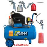 PUMA 50 LT 2,5 HP HAVA KOMPRESÖRÜ VE 5 Lİ HAVA SETİ