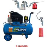Puma 50 Lt Yağlı Kompresör 5 Li Hava Setli 2.5 Hp Hortum Hava Boya Mazot Lastik Şişirme Aparatları