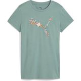 Puma 68508130 Graphics Floral Cat Logo Tee Kadın Spor Tişört - XS - Yeşil