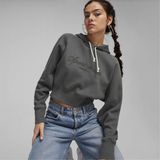 Puma Classıcs+ Relaxed Cropped Hoodie Kadın Gri Sweatshirt 62427380 - Koyu Gri