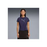 Puma DARE TO Slim Graphic Tee Lacivert Kadın Fermuar Detaylı Dar Kesim T-Shirt