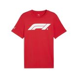 PUMA Erkek F1 ESS Logolu Tişört 180g, Pop Kırmızı, S