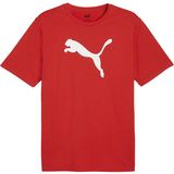 Puma Erkek Kırmızı Teamrise Logo Jersey Tişört Nefes Alabilir Kumaş ile Günlük Kullanım İçin