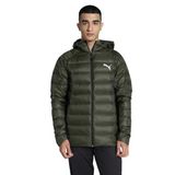 PUMA Erkek Packlite Kapüşonlu Kuş Tüyü Mont Sweatshirt, koyu zeytin yeşili, S