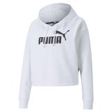 Puma Essentials Logo Cropped Women's Hoodie Kadın Kapüşonlu Sweatshirt, Puma White, M