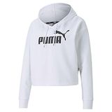 Puma Essentials Logo Cropped Women's Hoodie Kadın Kapüşonlu Sweatshirt, Puma White, S