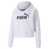 Puma Essentials Logo Cropped Women's Hoodie Kadın Kapüşonlu Sweatshirt, Puma White, XS