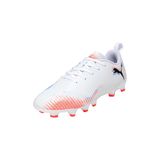 PUMA FUTURE 8 PLAY FG/AG Jr Erkek Çocuk Krampon, White-PUMA Black-Glowing Red, 35.5