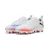 PUMA FUTURE 8 PLAY FG/AG Jr Erkek Çocuk Krampon, White-PUMA Black-Glowing Red, 38