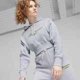 Puma Kadın Gray Fog Puma Classıcs+ Relaxed Cropped Hoodie Gri Kadın Sweatshirt - XS