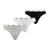 PUMA Kadın iç çamaşırı 3 string tanga avantaj paketi. White/Grey/Black L