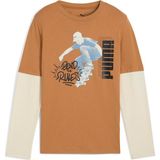 Puma Mid 90s Layered Çocuk Kız Tişört Kahverengi Grafik Desenli Nefes Alabilir Kumaş - Kahverengi - Bej - 7-8 Yaş