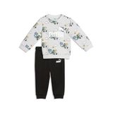 PUMA MINICATS SUPER PUMA AOP Crew Unisex Bebek Eşofman Takımı White Glow Heather 9-12 Ay
