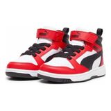 Puma Rebound V6 Mid Ac+ Ps Çocuk Kırmızı Spor Ayakkabı Erkek Çocuk İçin Dayanıklı Kauçuk Taban