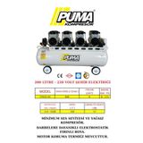 PUMA SESSİZ YAĞSIZ PİSTONLU KOMPRESÖR - 200 Lt - 6 HP - 8 Bar - Hava Üretimi: 800 Lt/dk. - 220 Volt