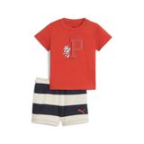 Puma SUPER Tee & Shorts Set Bebek Eşofman Takımı, 2-3 Yaş, 63098615, Kırmızı, üniseks-bebek