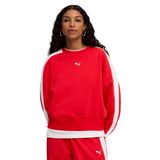 Puma T7 Over Oversized Crew Kadın Kırmızı Bisiklet Yaka Sweatshirt, XL