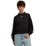 Puma T7 Over Oversized Crew Kadın Siyah Yuvarlak Yaka Sweatshirt, L