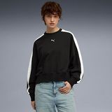 Puma T7 Over Oversized Crew Kadın Siyah Yuvarlak Yaka Sweatshirt