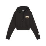Puma Team Cropped Kadın Siyah Kapüşonlu Sweatshirt, L