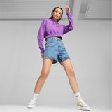 Puma Team Kadın Mor Cropped Kapüşonlu Sweatshırt 62434650 - XS
