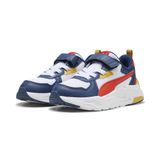 PUMA Trinity Lite Ac+ PS üniseks çocuk spor ayakkabısı, Puma White Fierce Red Pers Mavisi, 34 EU