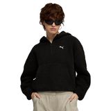 Puma Wardrobe ESSENTIALS Geniş Kesim Kapüşonlu Polar Sweatshirt, S, 632048, PUMA Black, kadın