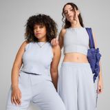 Puma Wardrobe Essentials Ribbed Crop Top Kadın Mavi Atlet