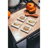 Pumpkin Cupcake Temalı Doğal Taş Traverten Bardak Altlığı 4 Lü Set