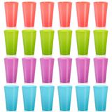 Pumtus 24'lü Paket Plastik Bardak Bardağı, 13oz Kırılmaz Su İçme Bardakları, Partiler için Renkli Yeniden Kullanılabilir Yuvalama Çocuk İçecek Bardakları, Barbekü Piknikleri, Smoothies, Meyve Suyu,