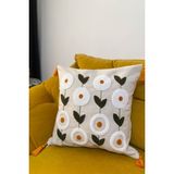Punch Nakışlı 1 Adet Kırlent Kılıfı - 43 x 43 cm - Bej