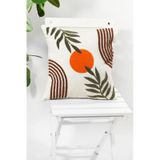 Punch Nakışlı Bohem Kırlent Kılıfı 45x45 Cm, Beyaz Kumaş, Dekoratif Yastık Kılıfı Karışık/Çok Renkli