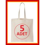 Punch Pazarı 5 Adet Baskısız Ham Bez Çanta 35X40 Kulplu Boyama Omuz Plaj Ekmek Alışveriş Çantası Çanta - Açık Krem