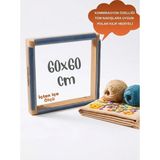 Punchistanbyuyc 60x60 cm Kombinasyon Özellikli Punch ve Tüm Nakışlara Uygun İğneli/Telli Ahşap Kasnak (KILIF HEDİYE)