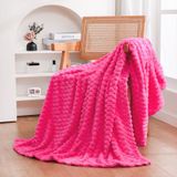 Puncuntex Sıcak Pembe Örtü Battaniye 150 "× 60" inç Anne için Hediyeler Bulanık 3D Jakarlı Dekoratif Flanel Polar Süper Yumuşak Peluş Rahat Battaniye Kanepe Kanepe Sandalye için Hafif
