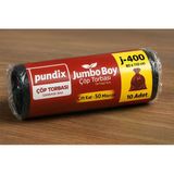 Pundix J400 Jumbo Boy Çöp Torbası 80X110 Cm 1 Rulo (10 Adet) 400 G Çift Kat 50 Mikron Dayanıklı Siyah Poşet
