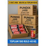 Pundix J400 Jumbo Boy Çöp Torbası 80X110 Cm 5 Koli (Toplam 40 Kg) 100 Rulo (Her Biri 400 Gr) Çift Kat 45 Mikron Dayanıklı Çöp Poşeti Ev, Ofis, Restoran Ve Endüstriyel Kullanım Için