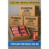 Pundix J400 Jumbo Boy Çöp Torbası 80X110 cm – 5 Koli (Toplam 40 Kg) | 100 Rulo (Her Biri 400 Gr) | Çift Kat 45 Mikron | Sızdırmaz, Dayanıklı Çöp Poşeti| Ev, Ofis, Restoran ve Endüstriyel Kullanım Için - 80 x 110 cm