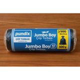 Pundix J500 Jumbo Boy Çöp Torbası 80X110 Cm 1 Rulo (10 Adet) 500 G Çift Kat 55 Mikron Dayanıklı Siyah Poşet