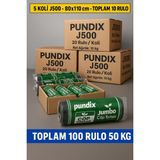 Pundix J500 Jumbo Boy Çöp Torbası 80X110 Cm– 5 Koli (Toplam 100 Rulo / 50 Kg) | Çift Kat 50 Mikron Kalınlık | Endüstriyel Kalite Sızdırmaz Poşet – Ev, Ofis ve Bahçe Kullanımı Için Dayanıklı Çöp Poşeti - 80 x 110 cm