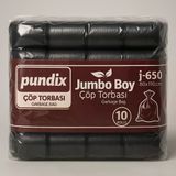 Pundix J650 Endüstriyel Jumbo Boy Çöp Poşeti 80X110 Cm 1 Koli 10 Rulo 100 Adet Dayanıklı, Sızdırmaz Ve Geniş Hacimli Çöp Torbası