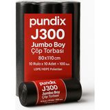 Pundix Pundıx J300 Jumbo Boy Çöp Torbası – 10 Rulo Paket (Her Ruloda 10 Adet) Dayanıklı, Sızdırmaz ve Geniş Hacimli Çöp Poşeti - 80 x 110 cm