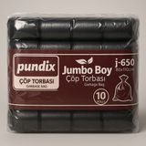 Pundix Pundıx J650 Endüstriyel Jumbo Boy Çöp Poşeti – 80X110 cm – 1 Koli (10 Rulo / 100 Adet) Dayanıklı, Sızdırmaz ve Geniş Hacimli Çöp Torbası - 80 x 110 cm